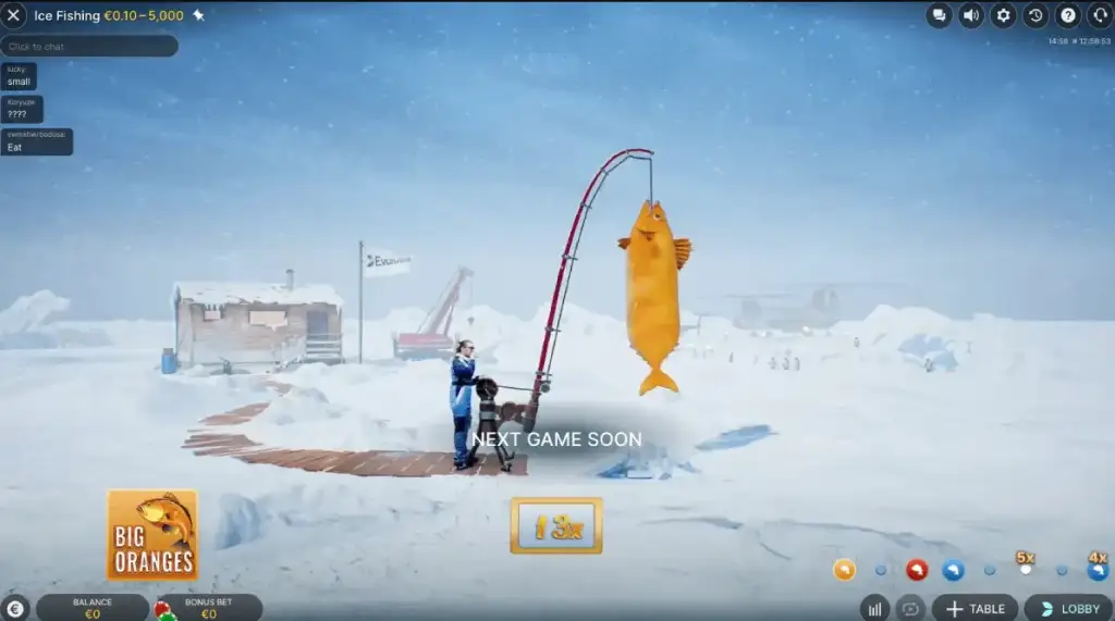 Ice fishing casino spiel.